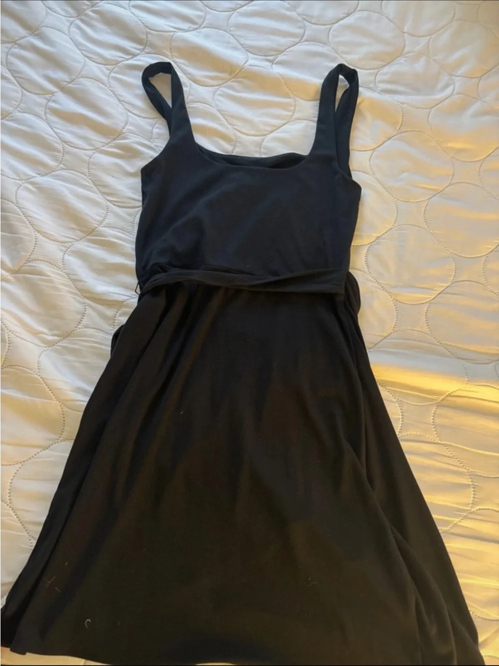 Aritzia Black Sleeveless Wrap-Style Midi Dress